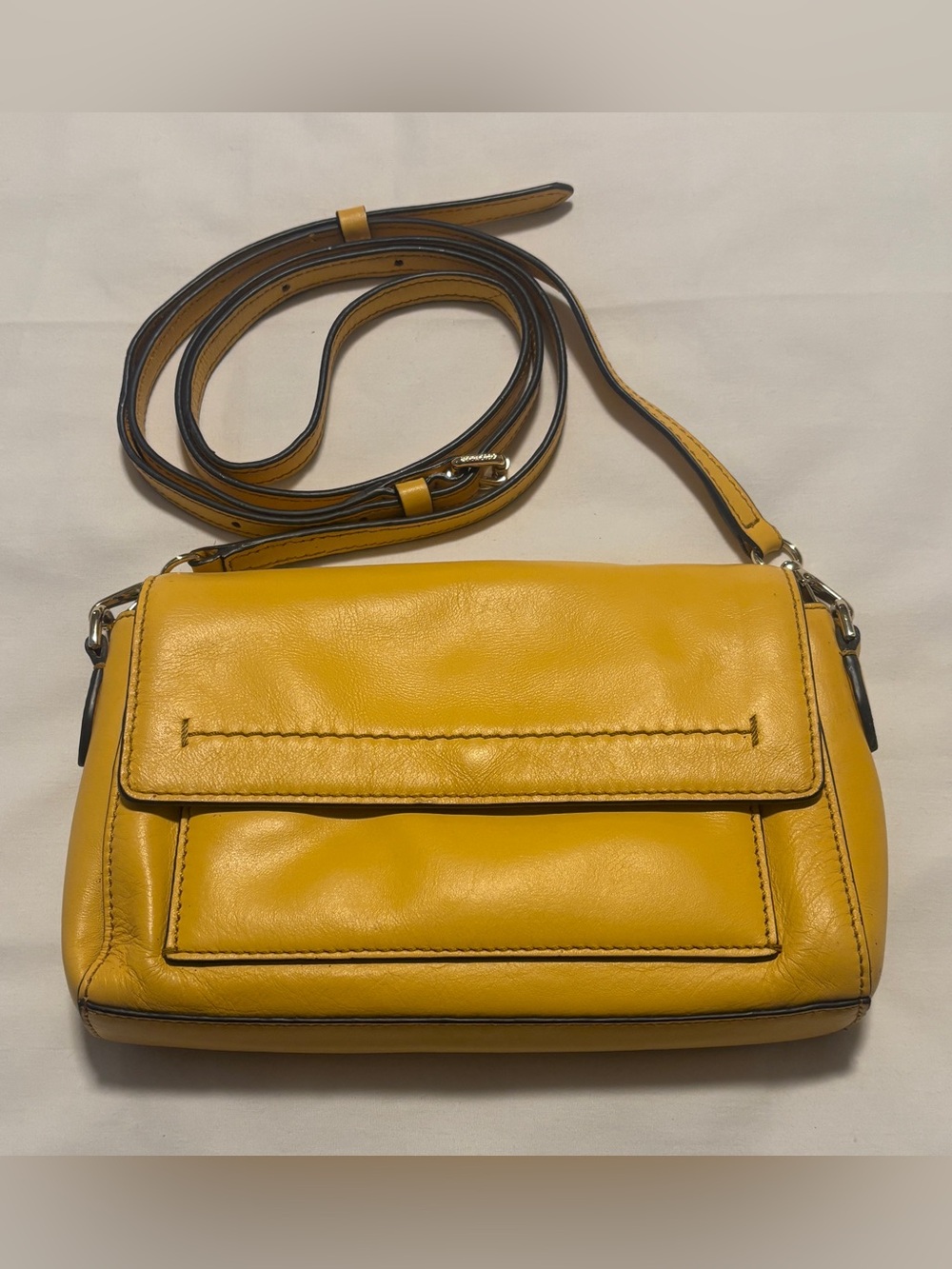 Cole Haan Yellow Leather Flap Crossbody Bag